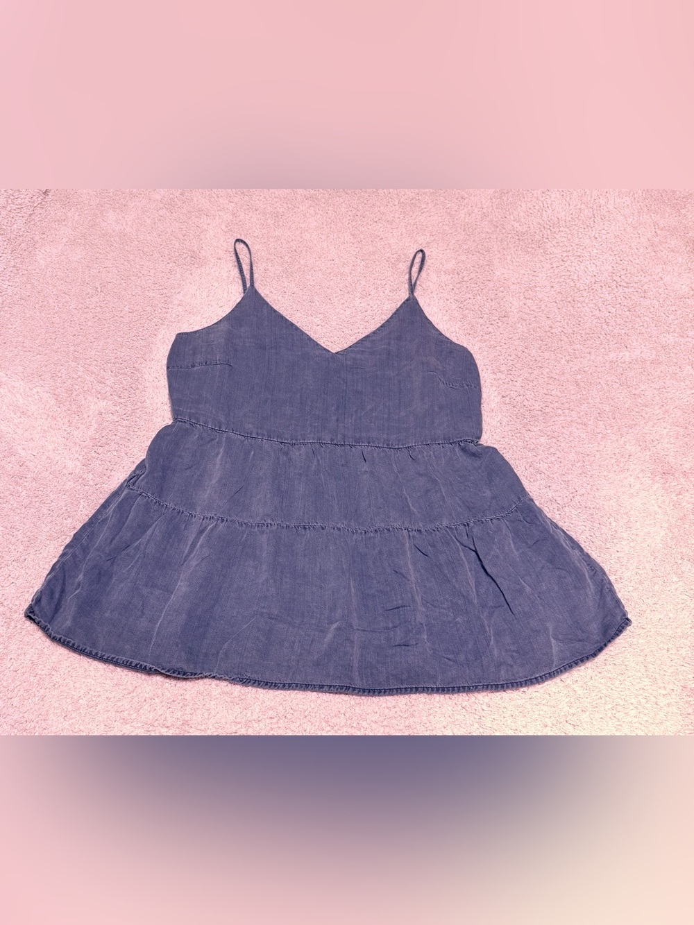 Old Navy Women's Tiered Chambrey Babydoll Cami Tank Top Size Large